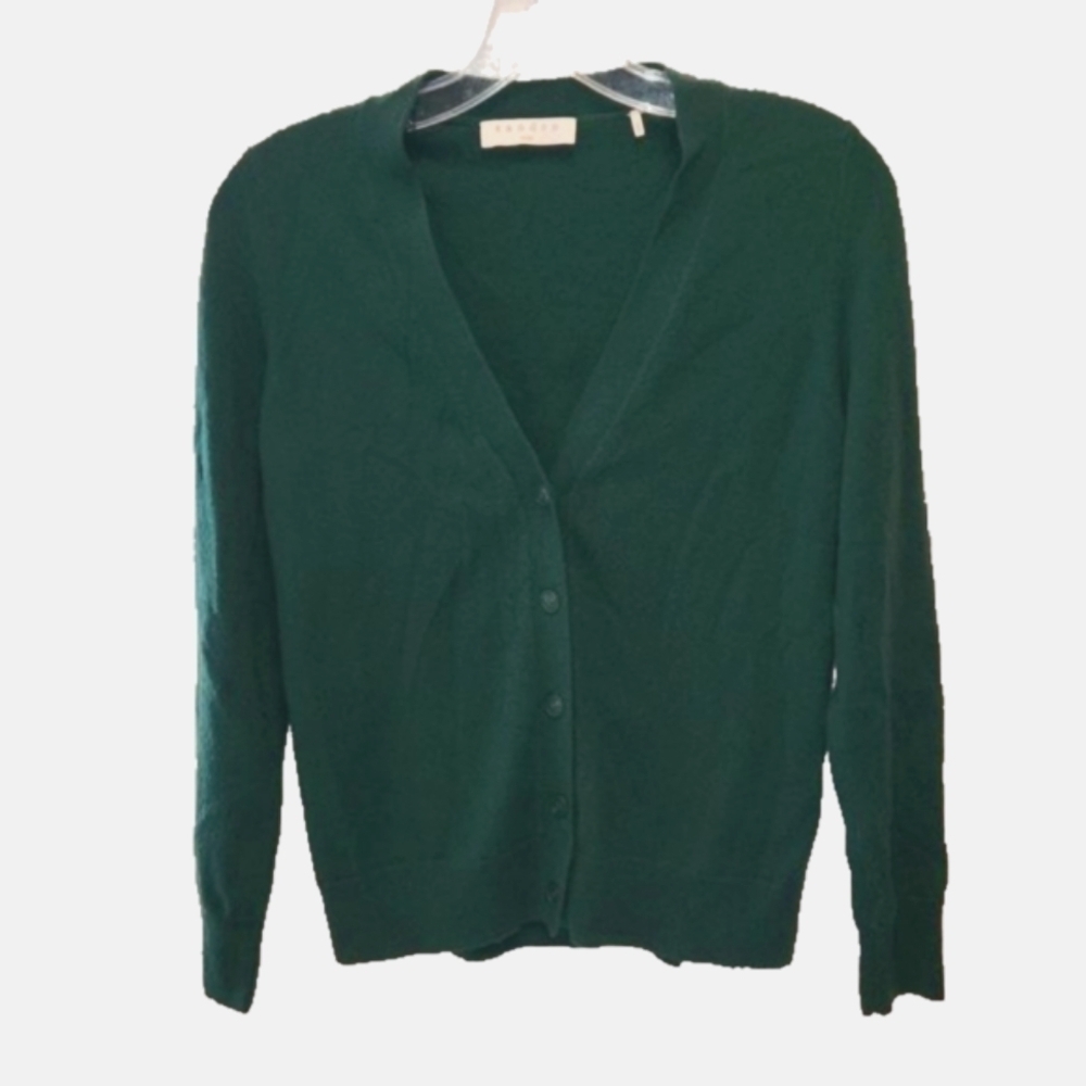 Sandro Paris Ivana green wool/cashmere lace-up corset back cardigan sweater sz S